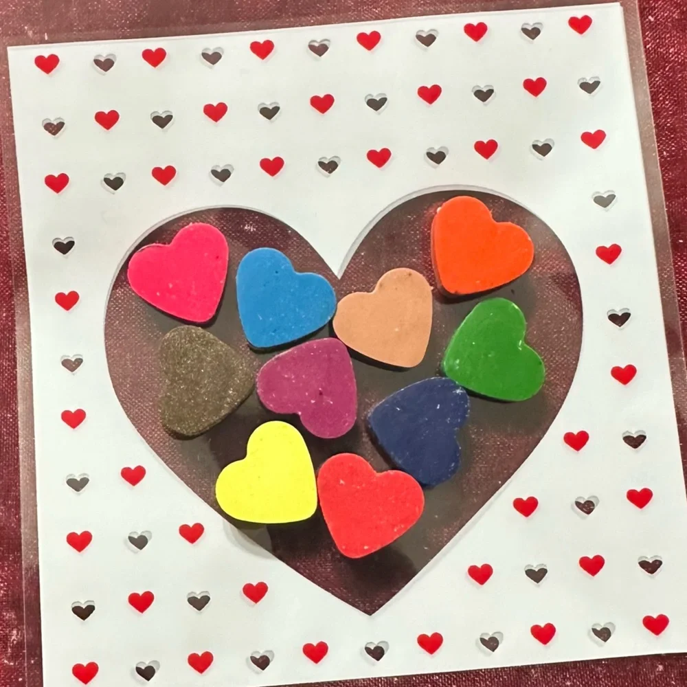 Handmade Valentines crayons-confection heart 10 piece mini set (individual pack)